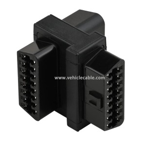 OLLGEN Mini Size OBD2 OBDII Full 16 Pin Male to Dual Female Adapter for Diagnostic Extender 1 to 2 OBD Port Extension Converter Connector 