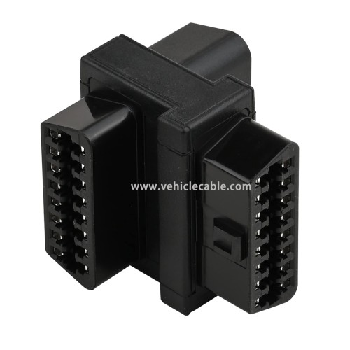 OLLGEN Mini Size OBD2 OBDII Full 16 Pin Male to Dual Female Adapter for Diagnostic Extender 1 to 2 OBD Port Extension Converter Connector