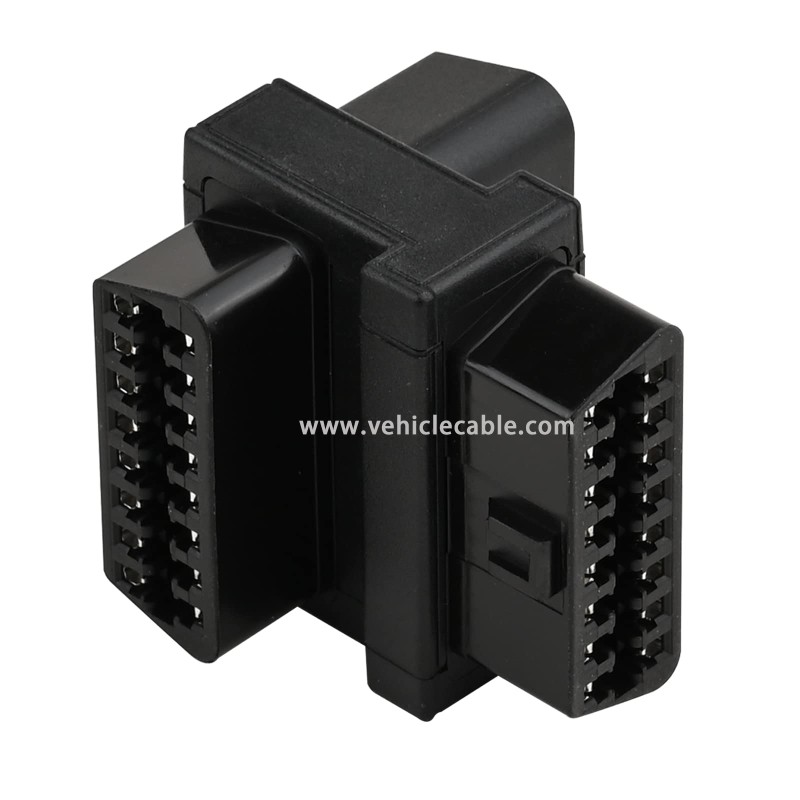 OLLGEN Mini Size OBD2 OBDII Full 16 Pin Male to Dual Female Adapter for Diagnostic Extender 1 to 2 OBD Port Extension Converter Connector 